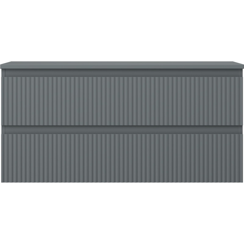 Mexen Rivel armoire de salle de bain sous lavabo 100 cm avec plan, 2 tiroirs, rainurée, graphite mat - 91A20-10047-2-BFFC66