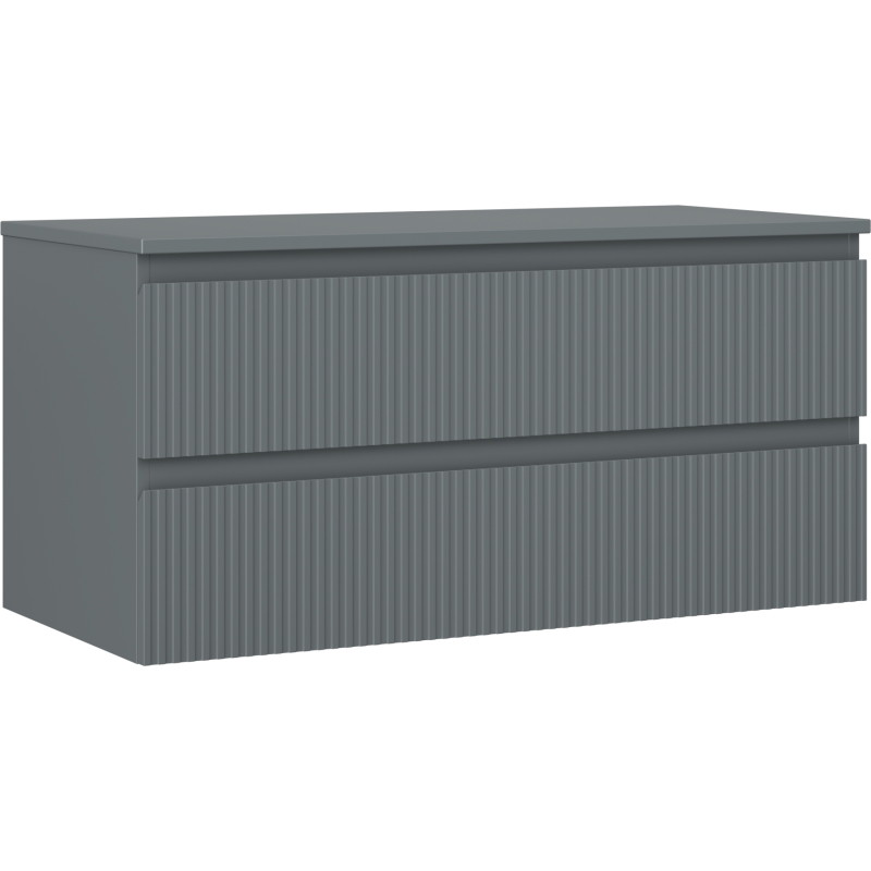 Mexen Rivel armoire de salle de bain sous lavabo 100 cm avec plan, 2 tiroirs, rainurée, graphite mat - 91A20-10047-2-BFFC66