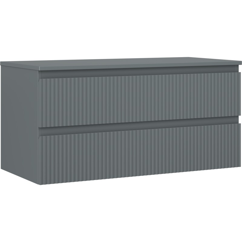 Mexen Rivel meuble de salle de bain sous lavabo 100 cm avec plateau, 2 tiroirs, rainuré, graphite mat - 91A20-10047-2-BFFC66