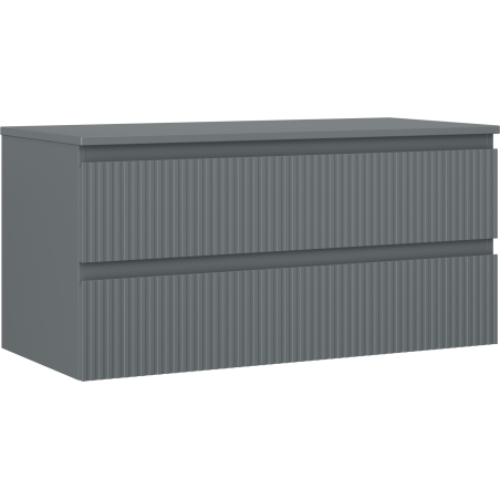 Mexen Rivel meuble de salle de bain sous lavabo 100 cm avec plateau, 2 tiroirs, rainuré, graphite mat - 91A20-10047-2-BFFC66