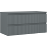Mexen Rivel armoire de salle de bain sous lavabo 100 cm avec plan, 2 tiroirs, rainurée, graphite mat - 91A20-10047-2-BFFC66