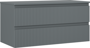 Mexen Rivel meuble de salle de bain sous lavabo 100 cm avec plateau, 2 tiroirs, rainuré, graphite mat - 91A20-10047-2-BFFC66