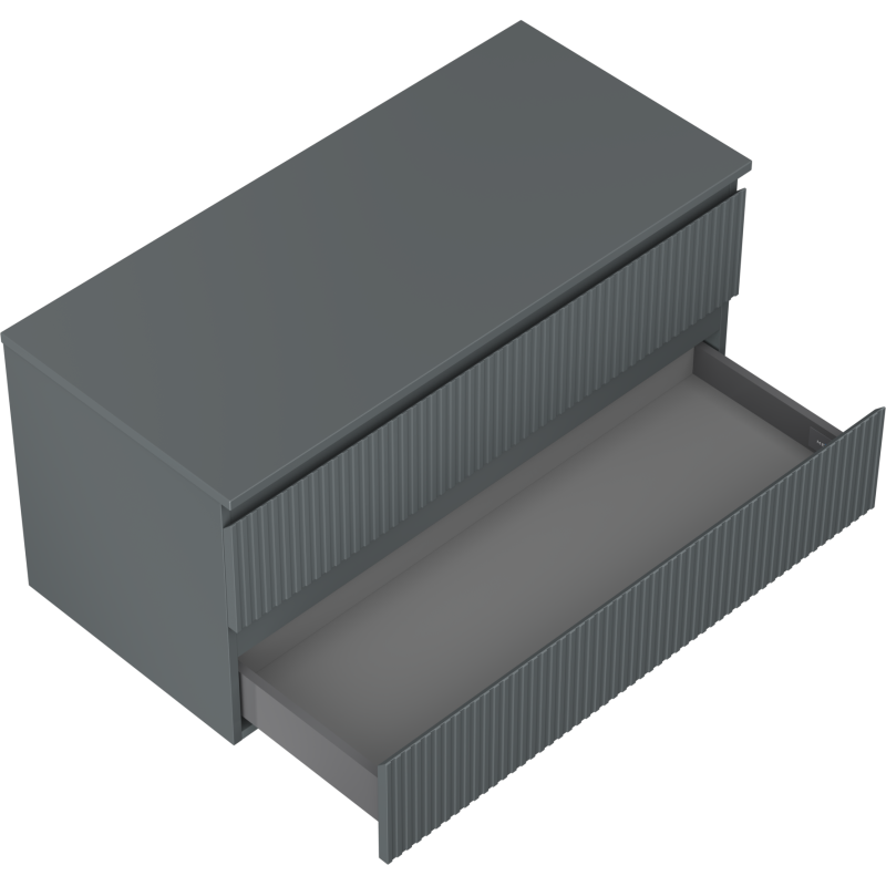 Mexen Rivel meuble de salle de bain sous lavabo 100 cm avec plateau, 2 tiroirs, rainuré, graphite mat - 91A20-10047-2-BFFC66