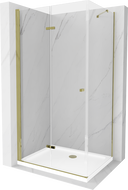 Mexen Lima cabine de douche pliante 90 x 80 cm, transparent, or + bac à douche plat - 856-090-080-50-00-4010