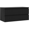 Mexen Rivel meuble de salle de bains sous-vasque 100 cm avec plateau, 2 tiroirs, rainuré, noir mat - 91A20-10047-2-BFFC71