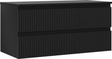 Mexen Rivel meuble de salle de bains sous-vasque 100 cm avec plateau, 2 tiroirs, rainuré, noir mat - 91A20-10047-2-BFFC71