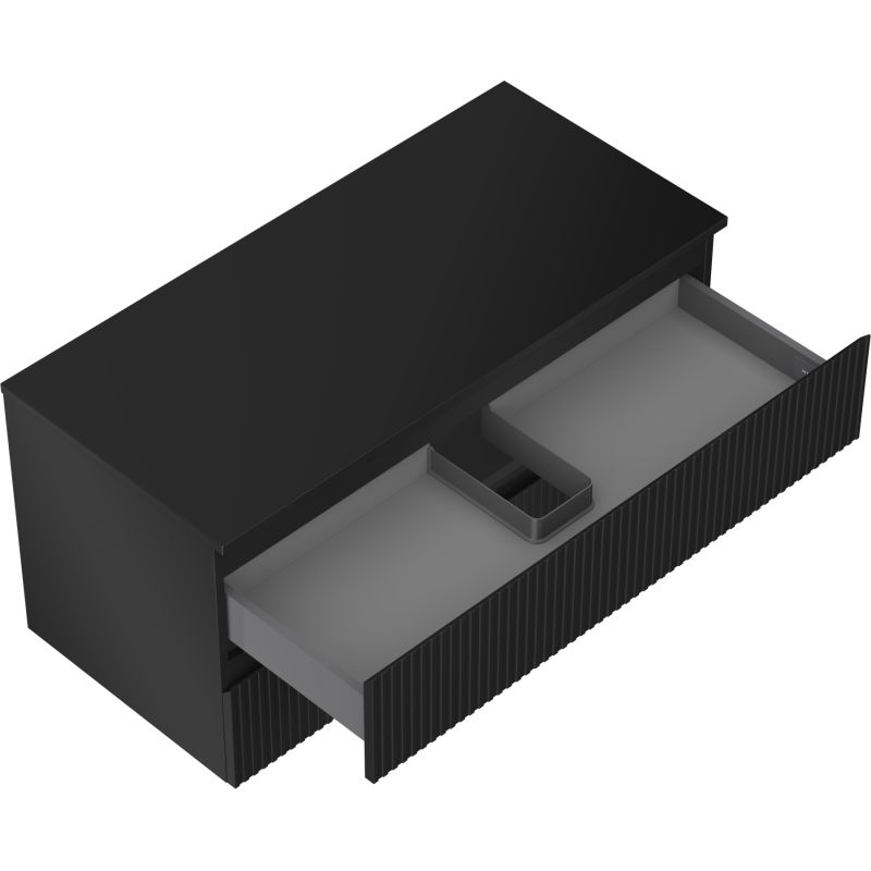 Mexen Rivel meuble de salle de bain sous-lavabo 100 cm avec plateau, 2 tiroirs, rainuré, noir mat - 91A20-10047-2-BFFC71