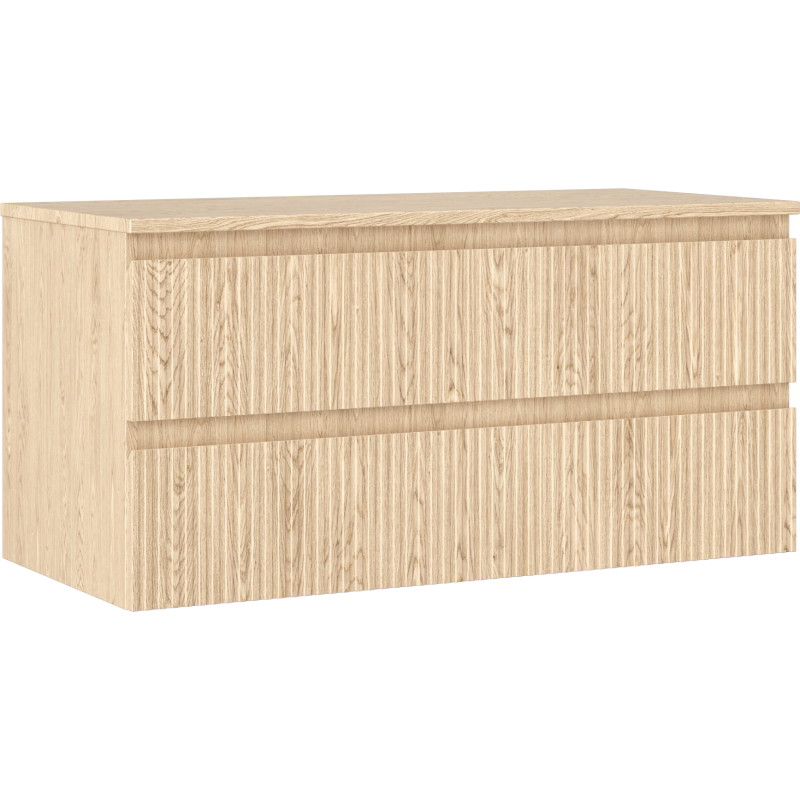 Mexen Rivel meuble de salle de bain sous-vasque 100 cm avec plan, 2 tiroirs, rainuré, chêne - 91A20-10047-2-BFFC81