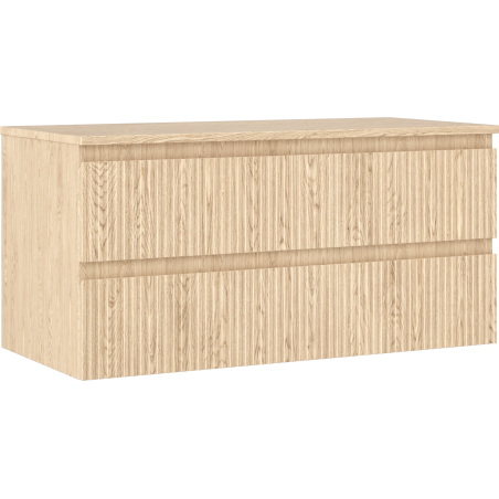 Mexen Rivel meuble de salle de bain sous-lavabo 100 cm avec plateau, 2 tiroirs, rainuré, chêne - 91A20-10047-2-BFFC81