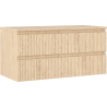 Mexen Rivel meuble de salle de bain sous-lavabo 100 cm avec plateau, 2 tiroirs, rainuré, chêne - 91A20-10047-2-BFFC81