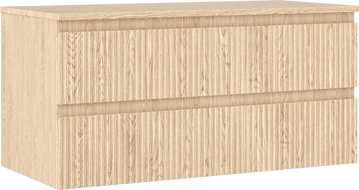 Mexen Rivel meuble de salle de bain sous-lavabo 100 cm avec plateau, 2 tiroirs, rainuré, chêne - 91A20-10047-2-BFFC81
