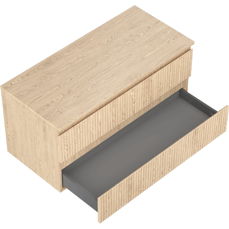 Mexen Rivel meuble de salle de bain sous-vasque 100 cm avec plan, 2 tiroirs, rainuré, chêne - 91A20-10047-2-BFFC81