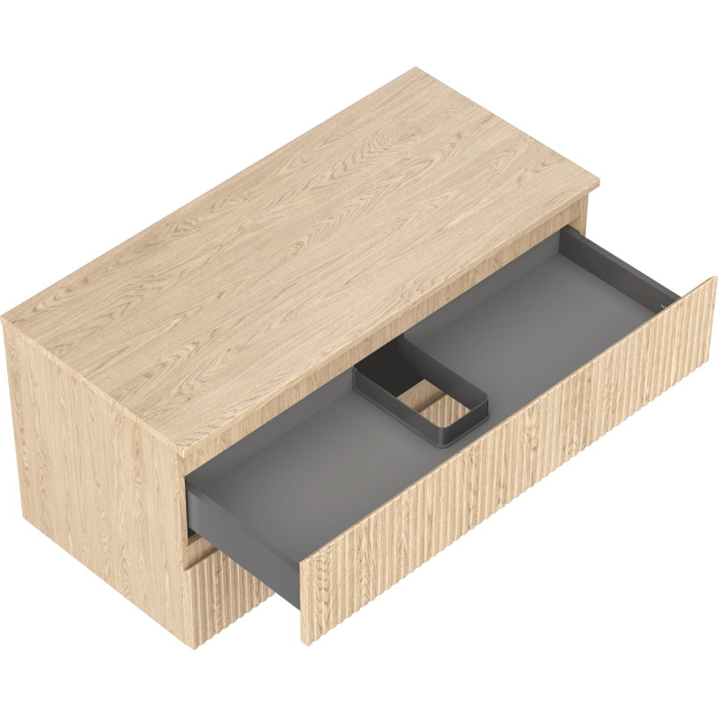 Mexen Rivel meuble de salle de bain sous-vasque 100 cm avec plan, 2 tiroirs, rainuré, chêne - 91A20-10047-2-BFFC81
