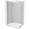 Mexen Lima cabine de douche pliable 100 x 70 cm, transparent, dorée + bac à douche Flat - 856-100-070-50-00-4010