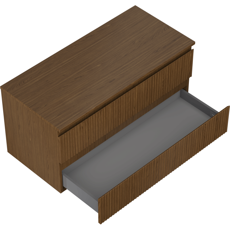 Mexen Rivel meuble de salle de bain sous lavabo 100 cm avec plateau, 2 tiroirs, rainuré, noyer - 91A20-10047-2-BFFC86
