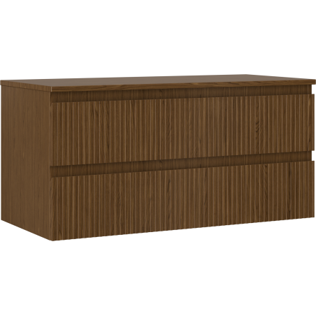 Mexen Rivel meuble de salle de bain sous lavabo 100 cm avec plateau, 2 tiroirs, rainuré, noyer - 91A20-10047-2-BFFC86