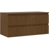Mexen Rivel meuble de salle de bain sous lavabo 100 cm avec plateau, 2 tiroirs, rainuré, noyer - 91A20-10047-2-BFFC86