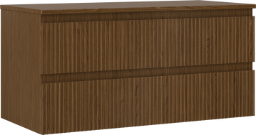 Mexen Rivel meuble de salle de bain sous lavabo 100 cm avec plateau, 2 tiroirs, rainuré, noyer - 91A20-10047-2-BFFC86
