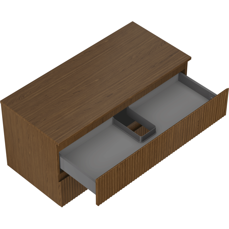 Mexen Rivel meuble de salle de bain sous lavabo 100 cm avec plateau, 2 tiroirs, rainuré, noyer - 91A20-10047-2-BFFC86