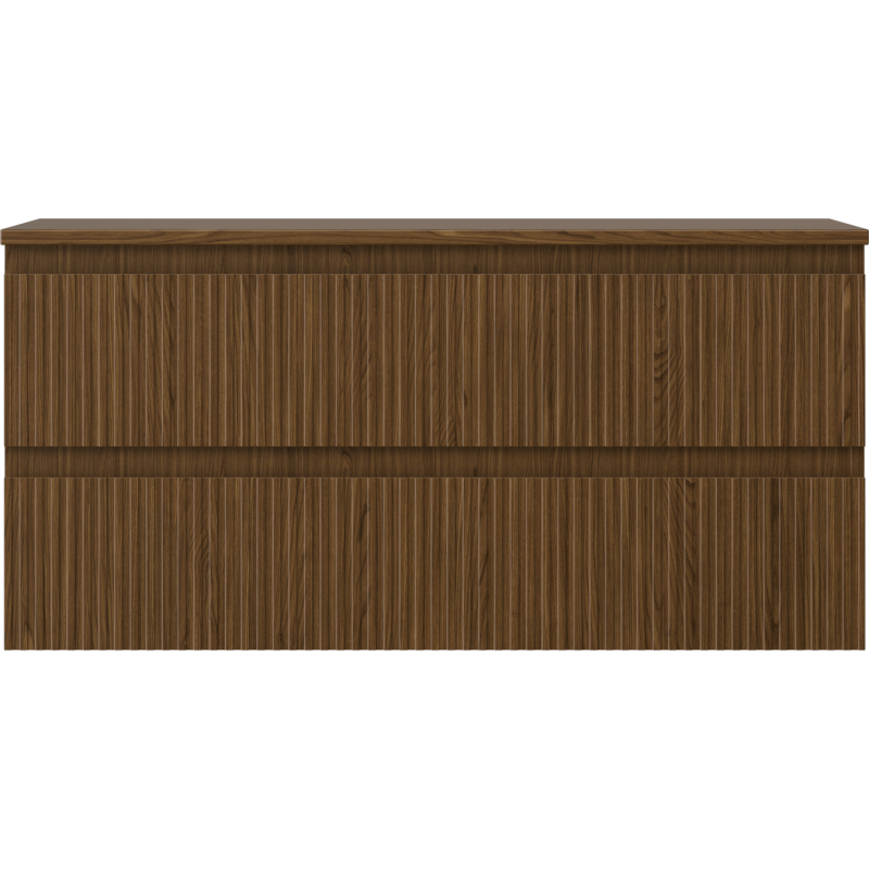 Mexen Rivel meuble de salle de bain sous lavabo 100 cm avec plateau, 2 tiroirs, rainuré, noyer - 91A20-10047-2-BFFC86