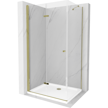 Mexen Lima cabine de douche pliante 100 x 90 cm, transparente, dorée + receveur plat - 856-100-090-50-00-4010