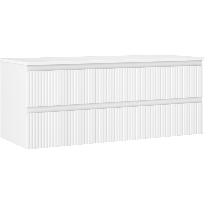 Mexen Rivel meuble de salle de bains sous lavabo 120 cm avec plan, 2 tiroirs, rainuré, blanc mat - 91A20-12047-2-BFFC01