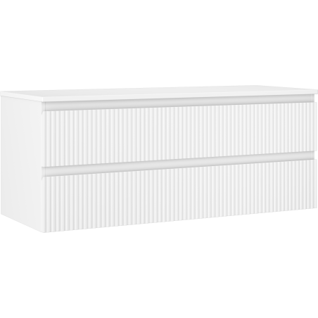 Mexen Rivel meuble de salle de bain sous-lavabo 120 cm avec plateau, 2 tiroirs, rainuré, blanc mat - 91A20-12047-2-BFFC01