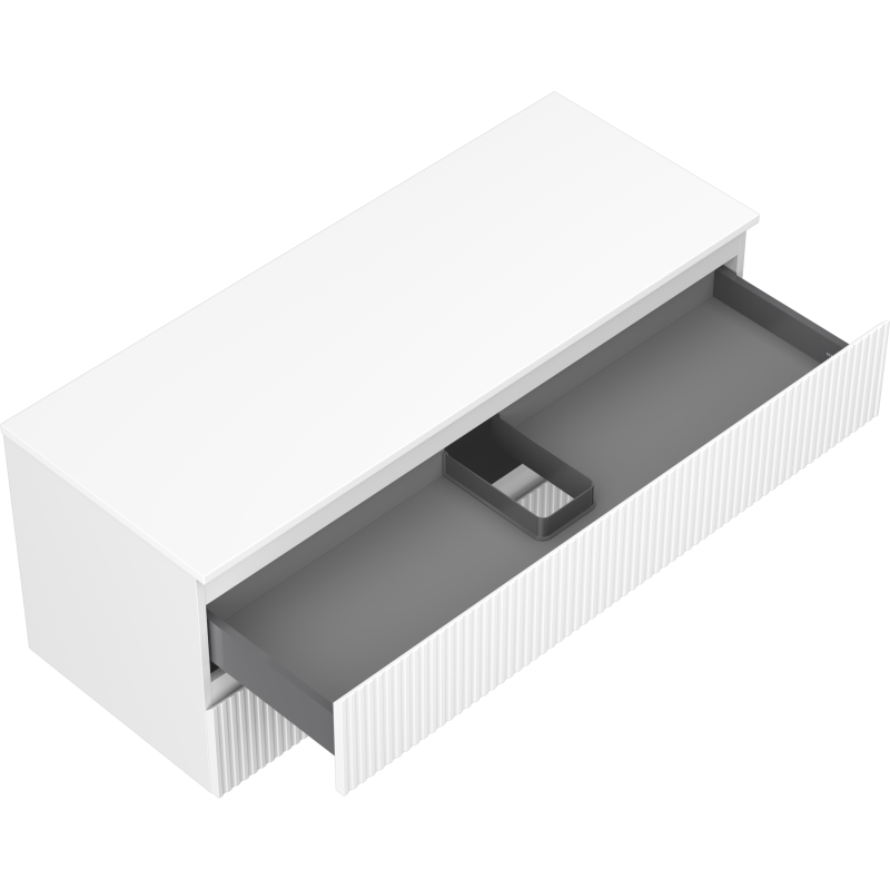 Mexen Rivel meuble de salle de bains sous lavabo 120 cm avec plan, 2 tiroirs, rainuré, blanc mat - 91A20-12047-2-BFFC01