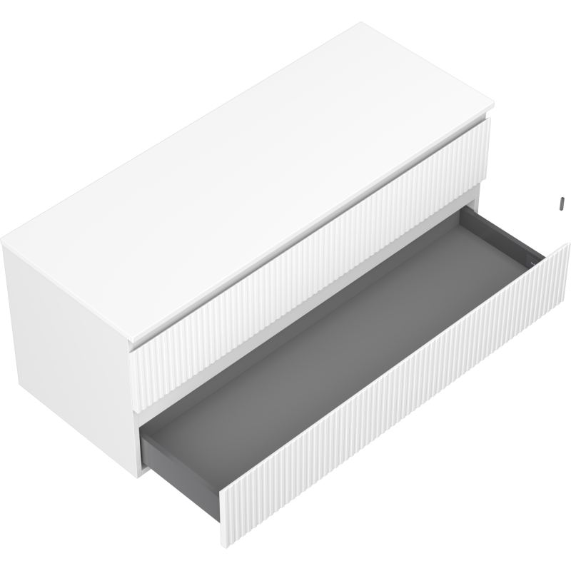 Mexen Rivel meuble de salle de bains sous lavabo 120 cm avec plan, 2 tiroirs, rainuré, blanc mat - 91A20-12047-2-BFFC01