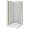 Mexen Lima cabine de douche pliante 100 x 100 cm, transparent, dorée + receveur Flat - 856-100-100-50-00-4010