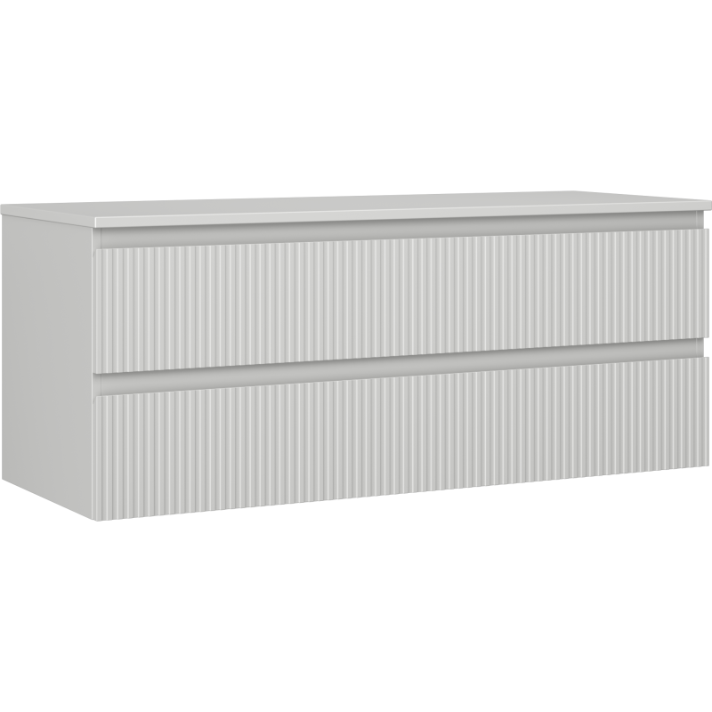Mexen Rivel armoire de salle de bain sous lavabo 120 cm avec plateau, 2 tiroirs, rainurée, gris mat - 91A20-12047-2-BFFC62
