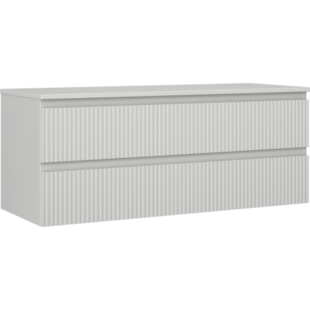 Mexen Rivel armoire de salle de bain sous lavabo 120 cm avec plateau, 2 tiroirs, rainurée, gris mat - 91A20-12047-2-BFFC62