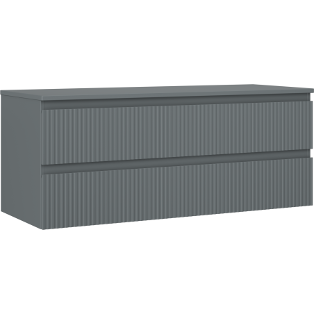 Mexen Rivel meuble sous-lavabo de salle de bain 120 cm avec plateau, 2 tiroirs, rainuré, graphite mat - 91A20-12047-2-BFFC66