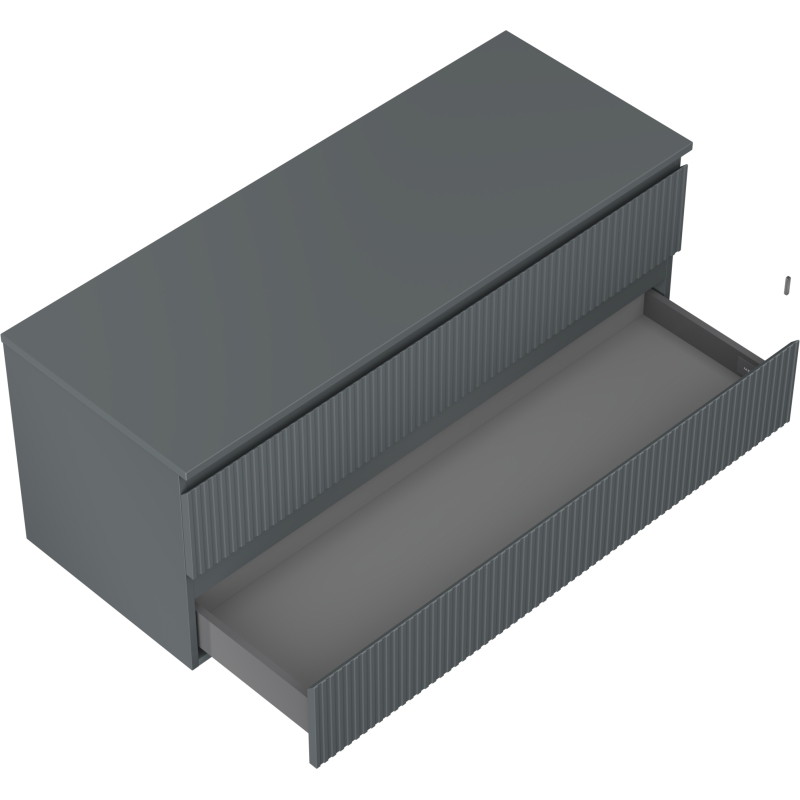 Mexen Rivel meuble sous-lavabo de salle de bain 120 cm avec plateau, 2 tiroirs, rainuré, graphite mat - 91A20-12047-2-BFFC66