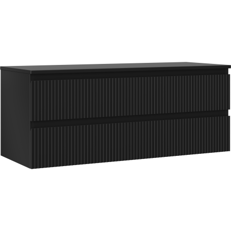 Mexen Rivel meuble de salle de bain sous-vasque 120 cm avec plateau, 2 tiroirs, rainuré, noir mat - 91A20-12047-2-BFFC71