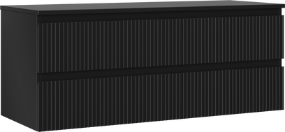 Mexen Rivel meuble de salle de bain sous lavabo 120 cm avec plateau, 2 tiroirs, rainuré, noir mat - 91A20-12047-2-BFFC71