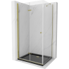 Mexen Lima cabine de douche pliable 90 x 100 cm, transparent, or + receveur de douche Flat, noir - 856-090-100-50-00-4070G