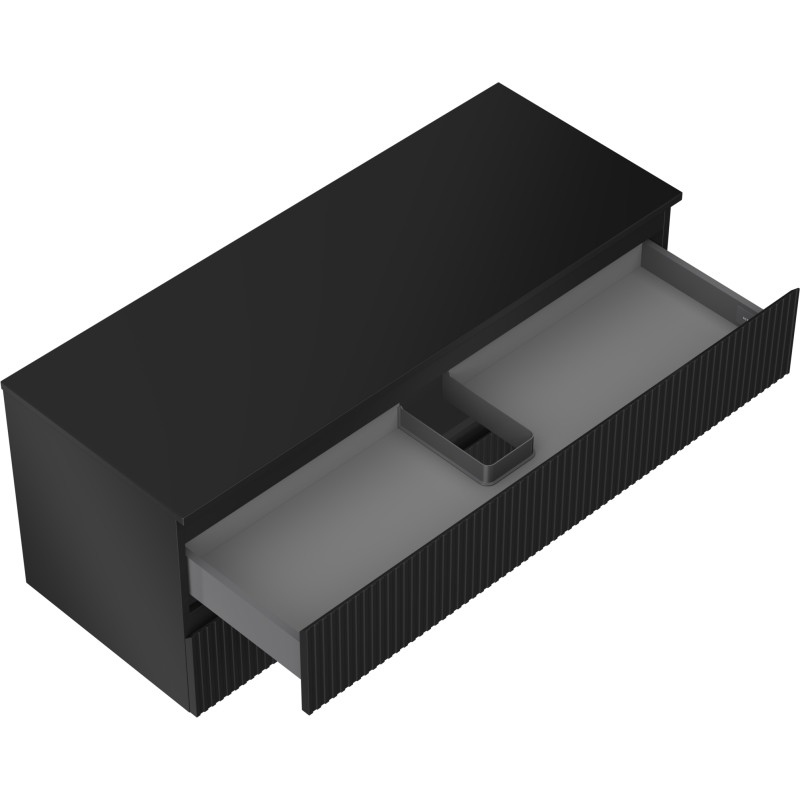 Mexen Rivel meuble sous-lavabo de salle de bain 120 cm avec plan, 2 tiroirs, rainuré, noir mat - 91A20-12047-2-BFFC71