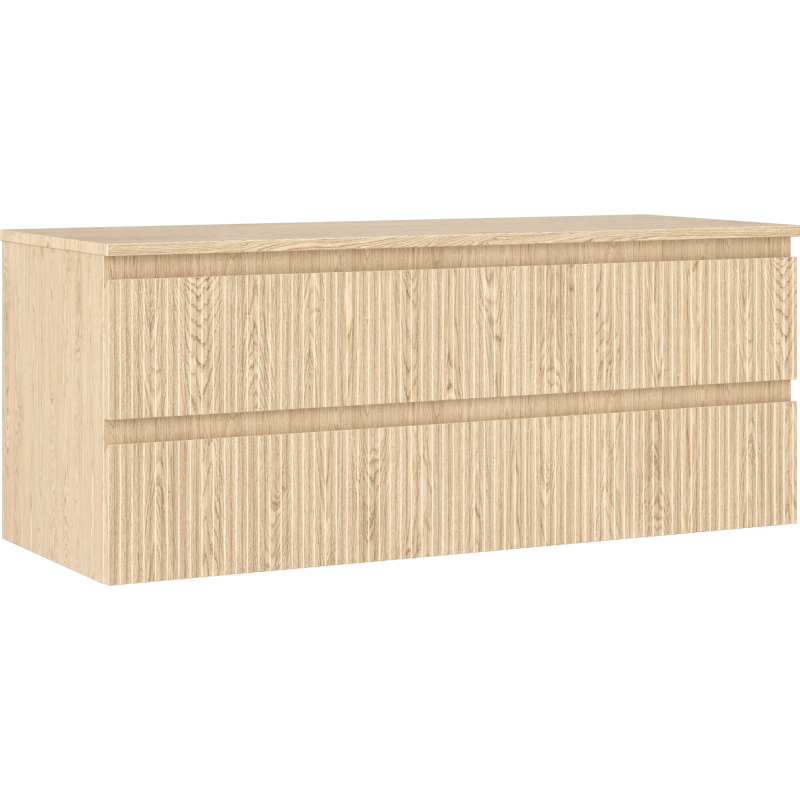 Mexen Rivel meuble de salle de bain sous-vasque 120 cm avec plateau, 2 tiroirs, rainuré, chêne - 91A20-12047-2-BFFC81