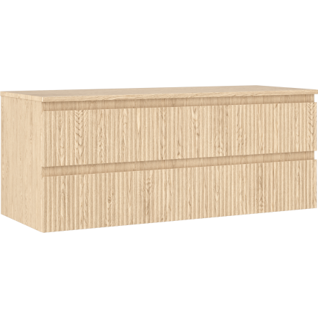 Mexen Rivel meuble de salle de bain sous-lavabo 120 cm avec plateau, 2 tiroirs, rainuré, chêne - 91A20-12047-2-BFFC81