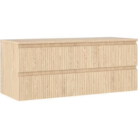 Mexen Rivel meuble de salle de bain sous-vasque 120 cm avec plateau, 2 tiroirs, rainuré, chêne - 91A20-12047-2-BFFC81