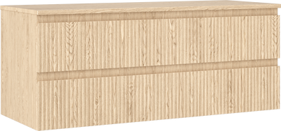Mexen Rivel meuble de salle de bain sous-lavabo 120 cm avec plateau, 2 tiroirs, rainuré, chêne - 91A20-12047-2-BFFC81