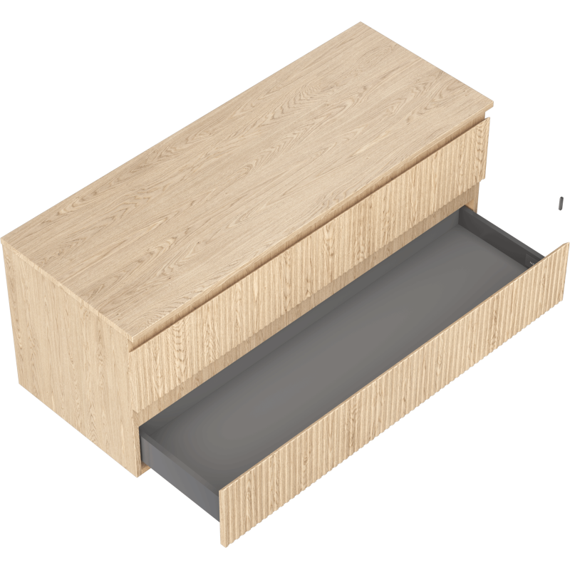 Mexen Rivel meuble de salle de bain sous-vasque 120 cm avec plateau, 2 tiroirs, rainuré, chêne - 91A20-12047-2-BFFC81