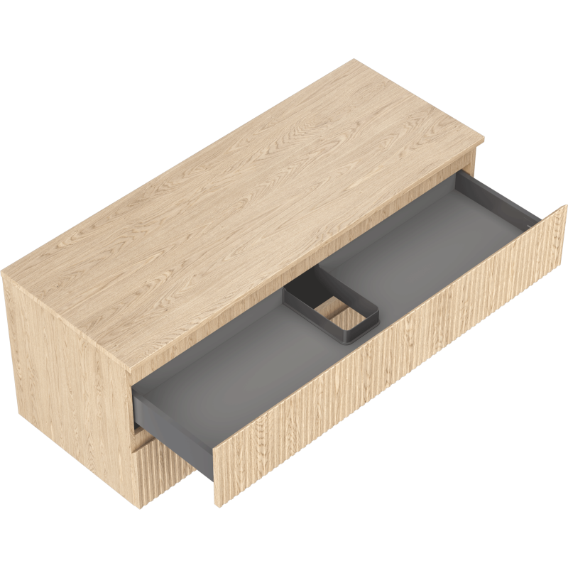 Mexen Rivel meuble de salle de bain sous-vasque 120 cm avec plateau, 2 tiroirs, rainuré, chêne - 91A20-12047-2-BFFC81