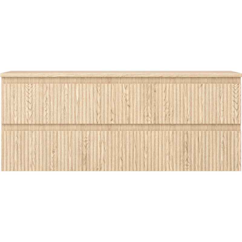 Mexen Rivel meuble de salle de bain sous-vasque 120 cm avec plateau, 2 tiroirs, rainuré, chêne - 91A20-12047-2-BFFC81