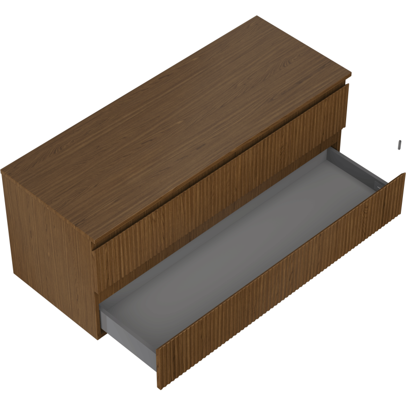 Mexen Rivel meuble de salle de bain sous lavabo 120 cm avec plan, 2 tiroirs, rainuré, noyer - 91A20-12047-2-BFFC86