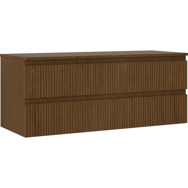 Mexen Rivel meuble de salle de bain sous lavabo 120 cm avec plateau, 2 tiroirs, rainuré, noyer - 91A20-12047-2-BFFC86