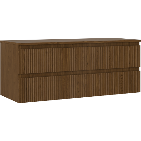 Mexen Rivel meuble de salle de bain sous lavabo 120 cm avec plateau, 2 tiroirs, rainuré, noyer - 91A20-12047-2-BFFC86
