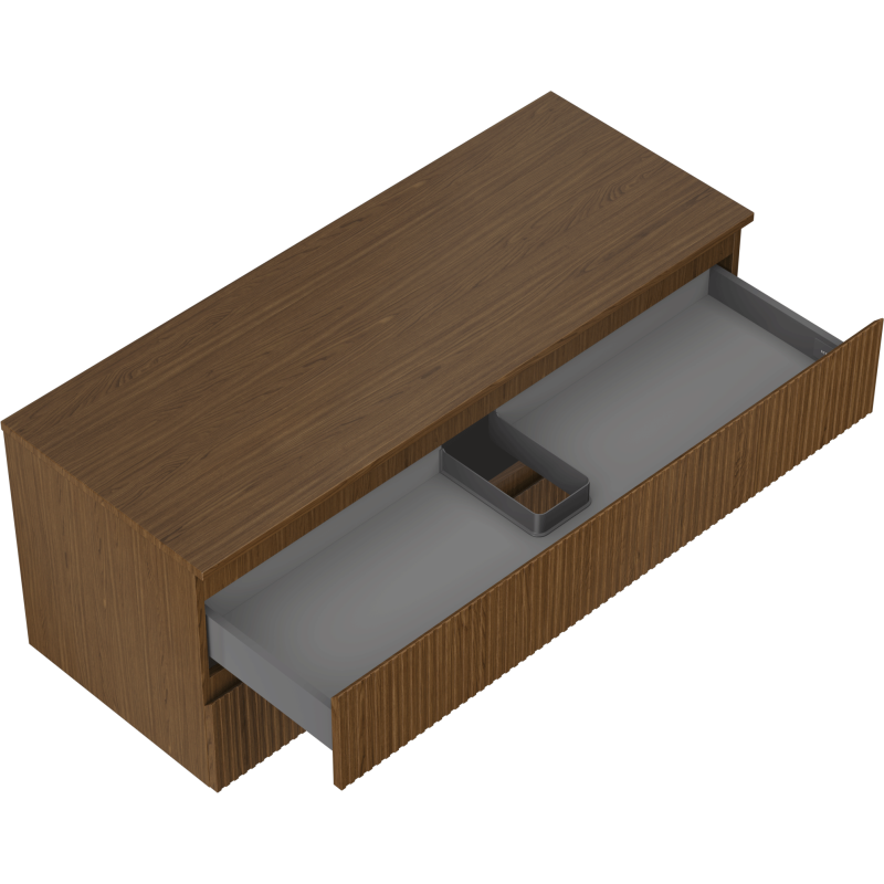 Mexen Rivel meuble de salle de bain sous lavabo 120 cm avec plan, 2 tiroirs, rainuré, noyer - 91A20-12047-2-BFFC86