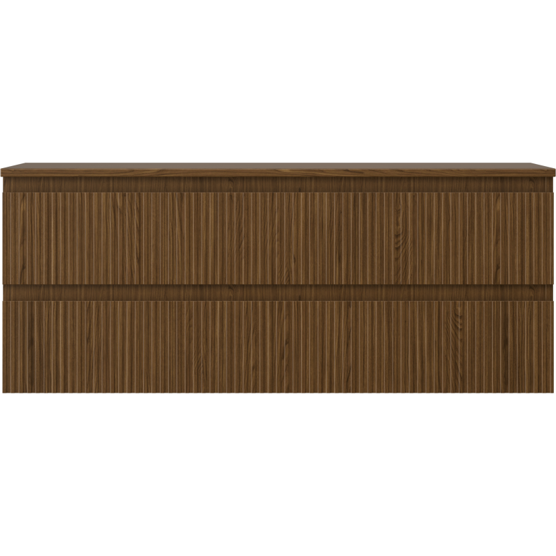 Mexen Rivel meuble de salle de bain sous lavabo 120 cm avec plan, 2 tiroirs, rainuré, noyer - 91A20-12047-2-BFFC86